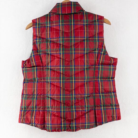 Lands End Women's Down Feather Puffer Vest Red Plaid Womens MP - Picture 7 of 8